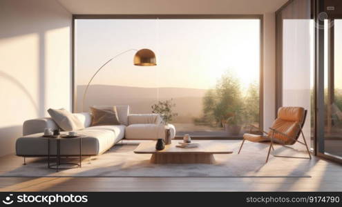 Living room modern interior design. Illustration Generative AI
