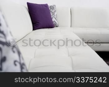 Living room with trendy furniture, closeup shot