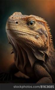 Lizard portrait on dark background, AI Generative