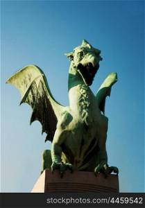 Ljubljana city slovenia dragon bridge statue landmark