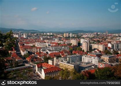 Ljubljana city slovenia old center panorama view