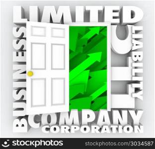 LLC Limited Liability Corporation Company Words 3d Render Illustration
