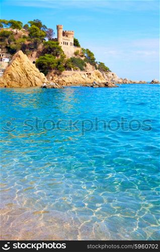 Lloret de Mar Castell Plaja at Sa Caleta beach in costa Brava of Catalonia Spain