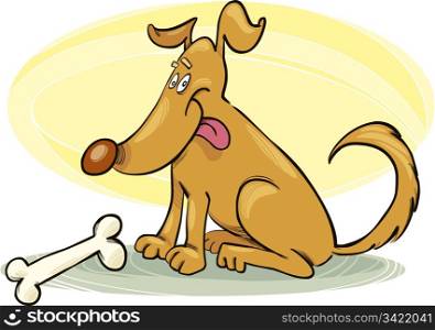 llustration of Happy Dog with Bone