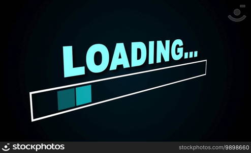 Loading bar, computer generated. Simple web background. 3d render of scale with small squares and the word Loading. Loading bar, computer generated. Simple web backdrop. 3d render of scale with small squares and the inscription Loading