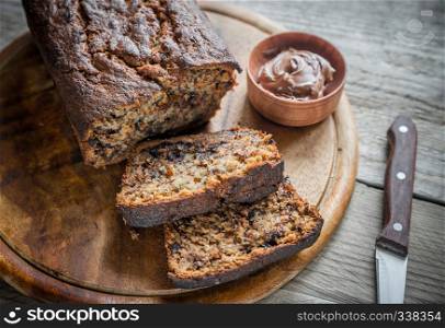 Loaf of banana-chocolate bread