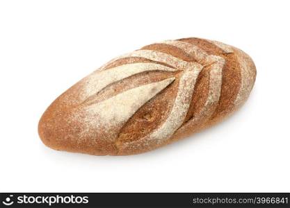 loaf of rye bread isolated on white