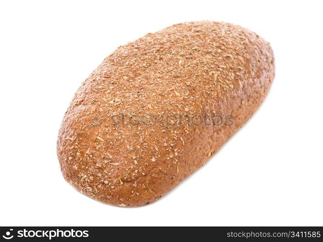 loaf of whole rye bread isolated on white background