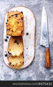 Loafes of fresh baked bread with black currant berries.Ireland bread. Ireland, soda bread