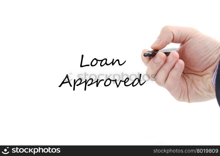 Loan approved text concept isolated over white background