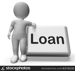 Loan Button With Character Meaning Lending Or Providing Advance
