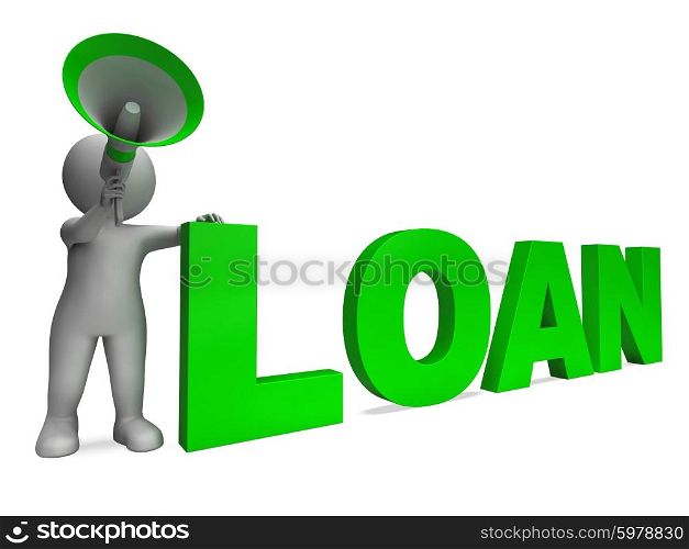 Loan Character Showing Bank Loans Mortgage Or Loaning