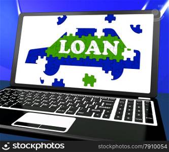 . Loan On Car On Laptop Showing Online Vehicles Sales And Car Loan Application Website