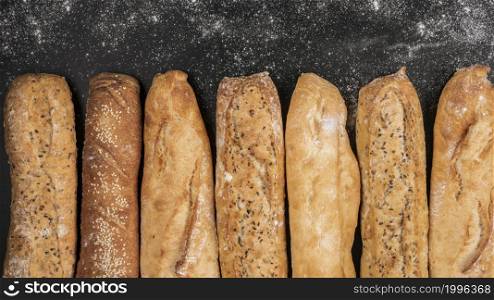 loaves bread black background