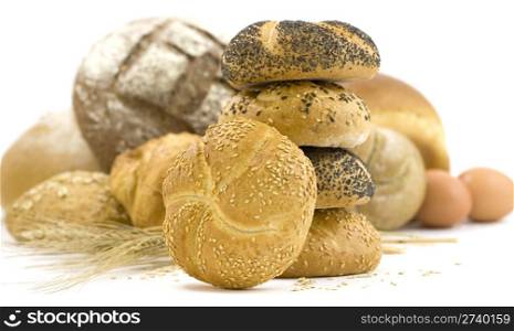 loaves of bread isolated over white background