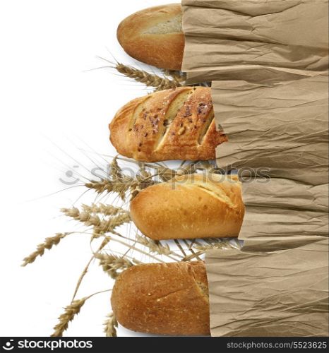Loaves Of Bread On White Background