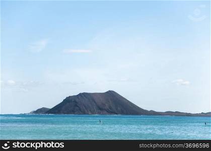 Lobos Island with volcano view from the boat