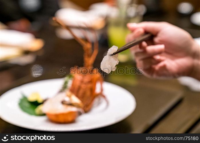 Lobster Sashmi, groumet japanese cuisine