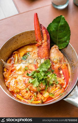 Lobster Tom yum spicy rice noodles