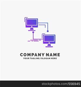 local, lan, connection, sync, computer Purple Business Logo Template. Place for Tagline.. Vector EPS10 Abstract Template background