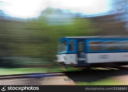 Local train in the Europe with motion blur
