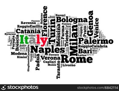 Localities in Italy word cloud concept