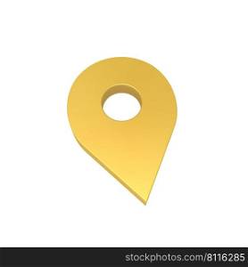 Location Icon 3D Render Gold Color, 3D Illustration, Address Icon 
