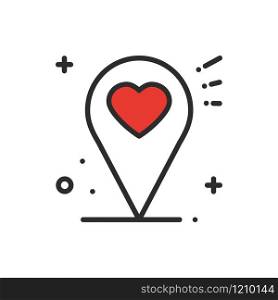Location line icon. Map pin pointer sign and symbol. Navigation. Heart shape. Location line icon. Map pin pointer sign and symbol. Navigation. Heart shape.