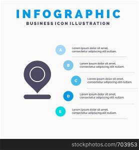 Location, Map, Marker, Pin Solid Icon Infographics 5 Steps Presentation Background