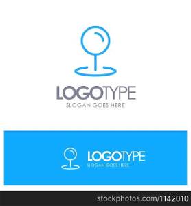 Location, Map, Pointer Blue Outline Logo Place for Tagline