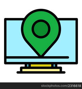 Location monitor icon. Outline location monitor vector icon color flat isolated. Location monitor icon color outline vector