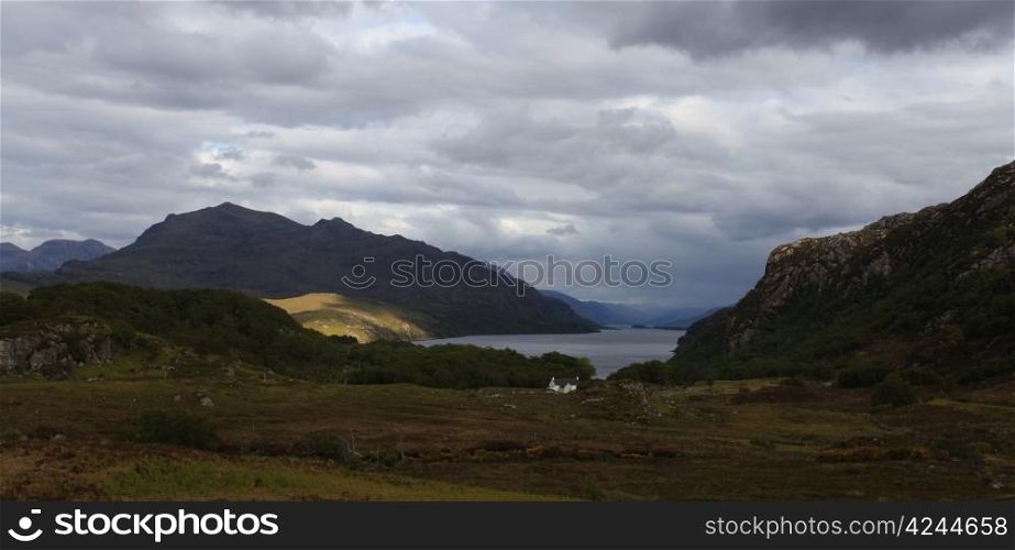 Loch Maree in Scotland on an overcast day