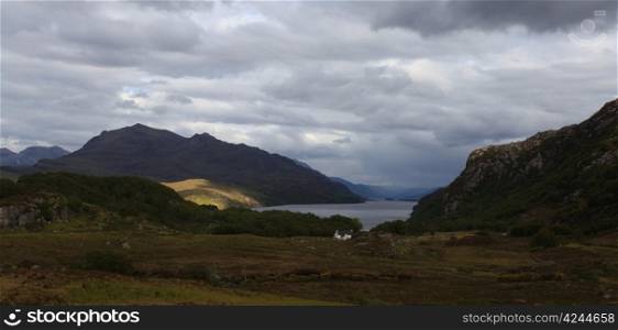 Loch Maree in Scotland on an overcast day