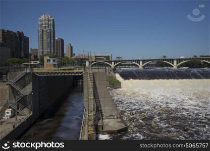 Lock and Dam No. 1 on the Mississippi River, Minneapolis, Hennepin County, Minnesota, USA