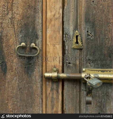 Lock and latch on a door, Zona Centro, San Miguel de Allende, Guanajuato, Mexico