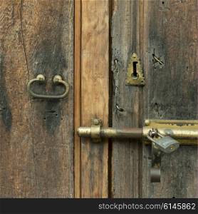 Lock and latch on a door, Zona Centro, San Miguel de Allende, Guanajuato, Mexico