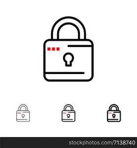 Lock, Computing, Locked, Security Bold and thin black line icon set