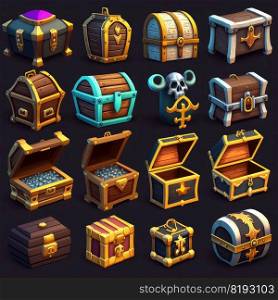 lock game treasure chest ai generated. element ancient, object ui, trunk wealth lock game treasure chest illustration. lock game treasure chest ai generated