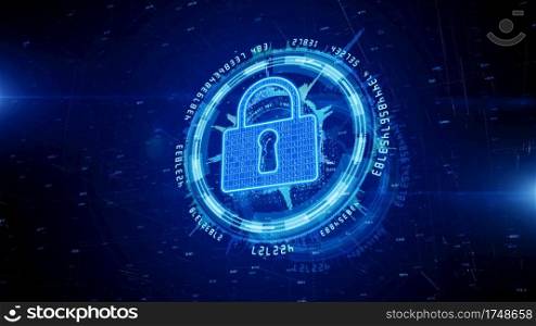 Lock Icon cyber security of digital data network protection. High speed connection data analysis. Technology data network conveying connectivity background concept.