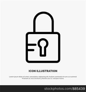Lock, Locked, School Line Icon Vector