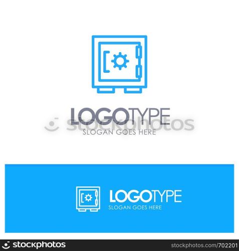 Lock, Locker, Security, Secure Blue Outline Logo Place for Tagline