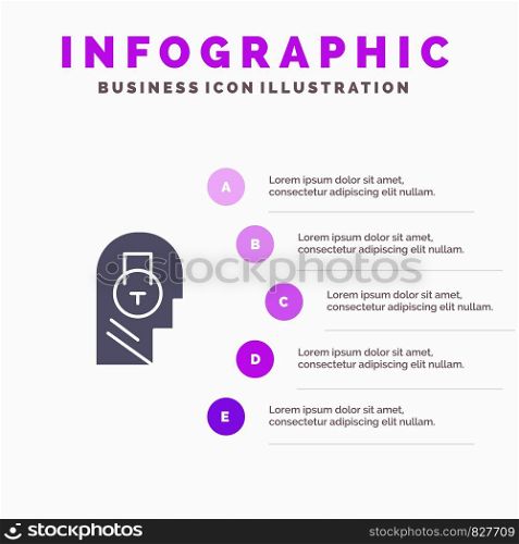 Lock, Secure, Message, Data, User Solid Icon Infographics 5 Steps Presentation Background