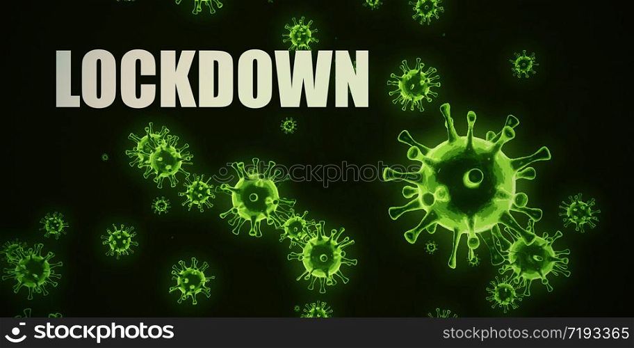 Lockdown Infection Disease Concept in Black and Green. Lockdown
