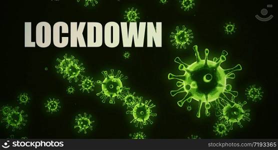 Lockdown Infection Disease Concept in Black and Green. Lockdown