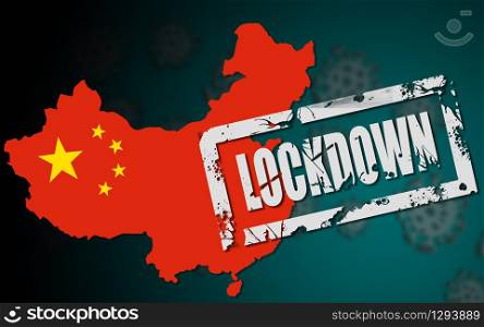 Lockdown of China due to Coronavirus COVID-19, 3d rendering