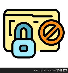 Locked folder icon. Outline locked folder vector icon color flat isolated. Locked folder icon color outline vector