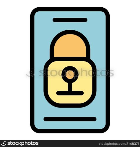 Locked gadget icon. Outline locked gadget vector icon color flat isolated. Locked gadget icon color outline vector