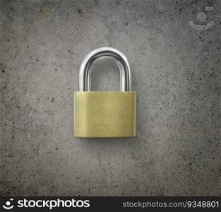 Locked Silver Padlock on cement background