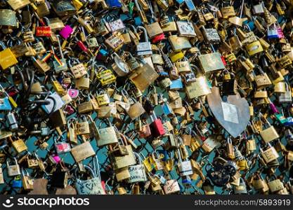 Locks of love at Paris bridge