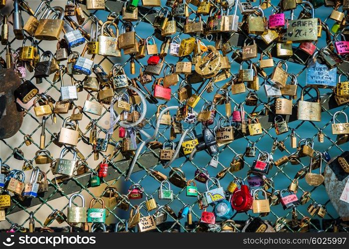 Locks of love at Paris bridge